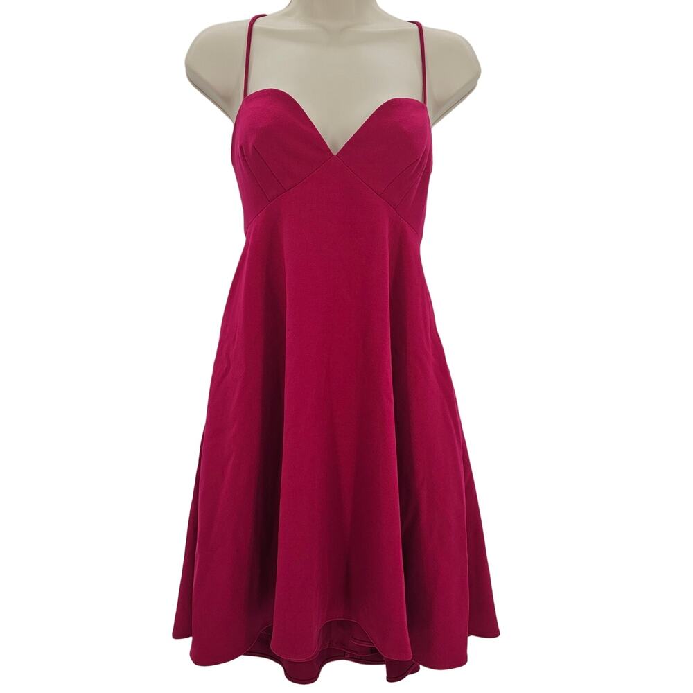 Black Halo Womans size 6 McAdam Babydoll Cocktail Mini Dress Jujube Pink Pockets